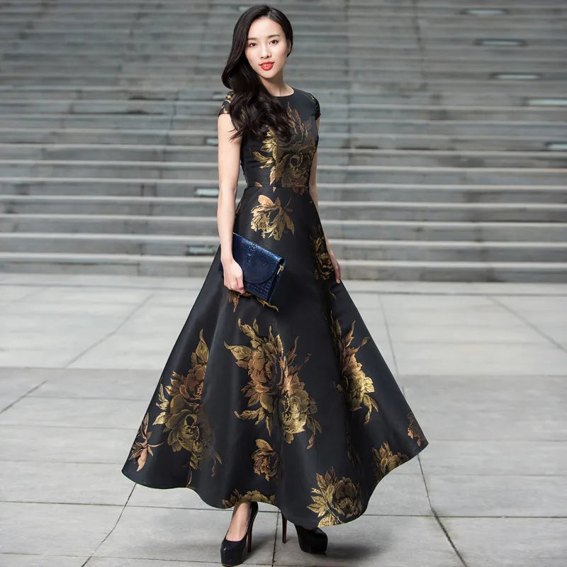 Long Maxi Dress Causul Elegant Ladies Boho Floral Lomwn