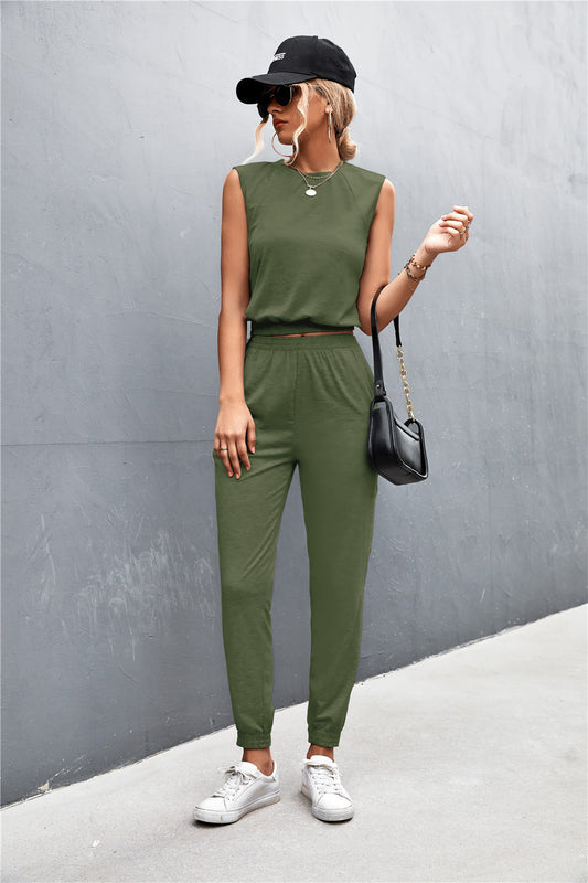 Sleeveless Top and Joggers Set Trendsi
