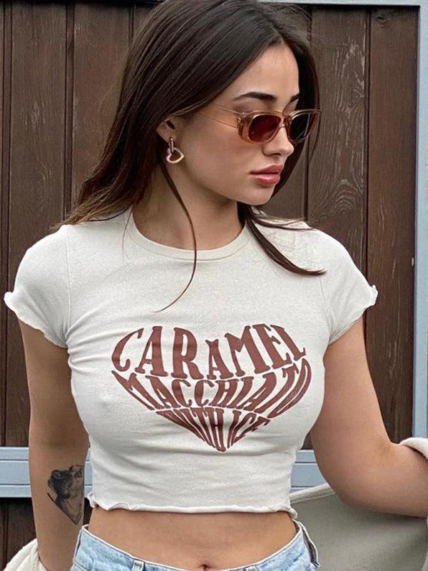 Women's Crop Short Sleeve Graphic Tee kakaclo