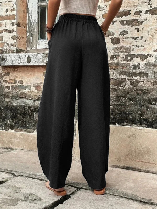 Women's Pants Solid Color Pocket Women's Casual Pants Elastic Pants Trousers kakaclo