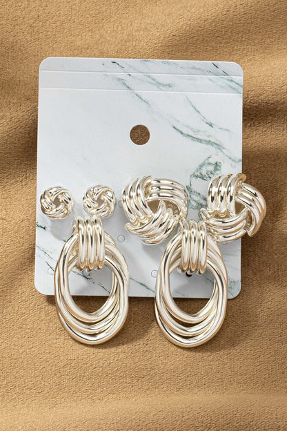 Premium Trio Metal Knot and Hoop Earrings LA3accessories