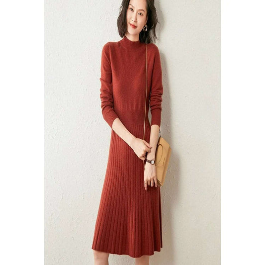 100% Pure Goat Cashmere Knitting Dresses Lomwn
