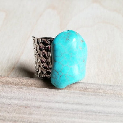 Turquoise Chunk on Cuff Ring The Jewelry Junkie