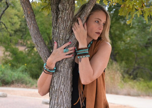 Turquoise Chunk on Cuff Ring The Jewelry Junkie