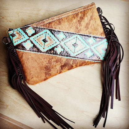 Handbag w/ Leather Fringe and Navajo Side Accent The Jewelry Junkie
