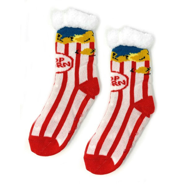 Kids Sherpa Slipper Sock - Box o' Popcorn Oooh Yeah Socks