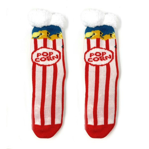 Kids Sherpa Slipper Sock - Box o' Popcorn Oooh Yeah Socks