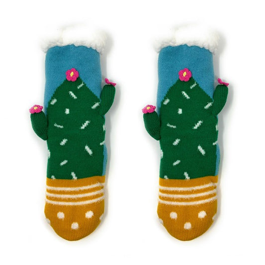 Kids Sherpa Slipper Sock - Cactus Hugs Oooh Yeah Socks