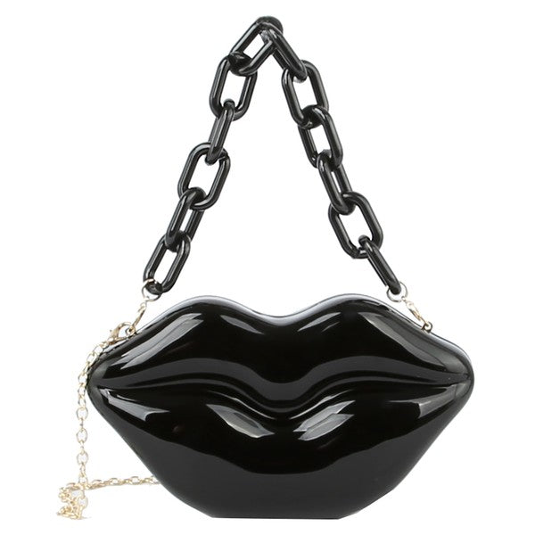 Acrylic Hard Case Lips Clutch Crossbody Bag Fashion World