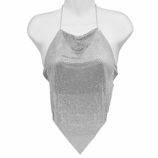 RHINESTONE METAL MESH CAMISOLE TOP BODY CHAIN Bella Chic