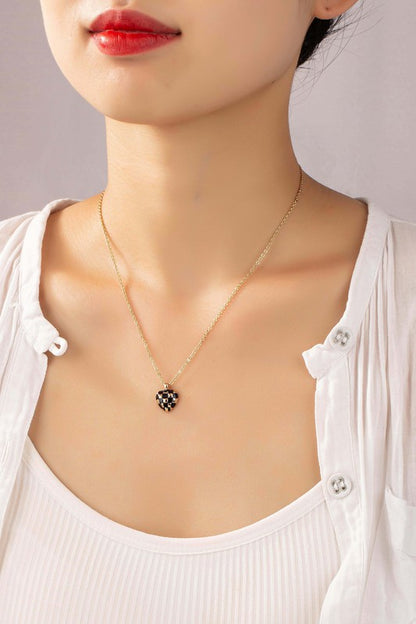 Checker Heart Pendant Necklace LA3accessories