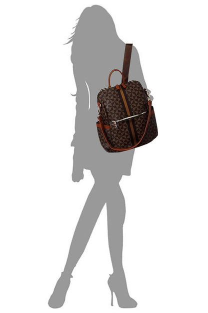 PM Monogram Striped Convertible Backpack Fashion World