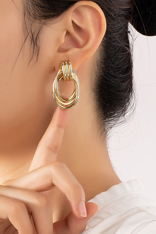 Premium Trio Metal Knot and Hoop Earrings LA3accessories