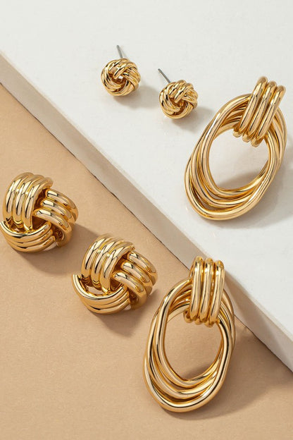 Premium Trio Metal Knot and Hoop Earrings LA3accessories