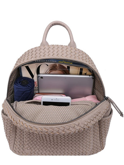 Woven backpack purse for women beige big Sifides