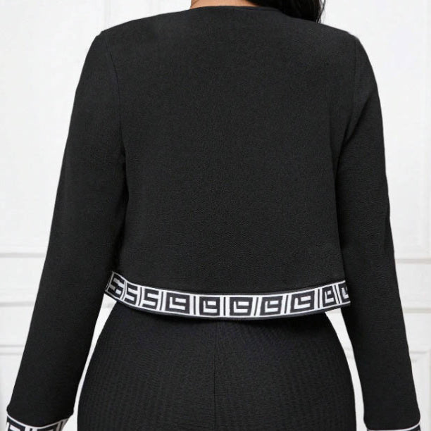 Ladies' Open Collar Printed Long Sleeved Suit Jacket