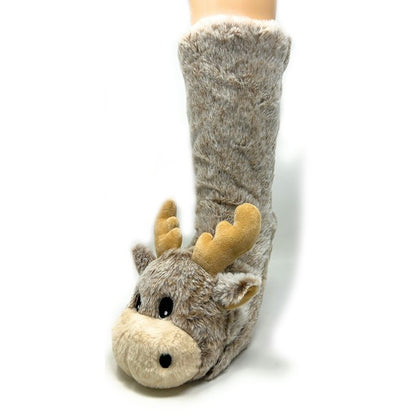 Moose Up - Kids' Plush Animal Slipper Socks Oooh Yeah Socks