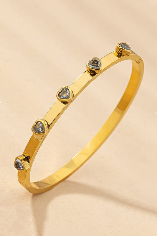 water proof stainless steel gem heart hinge bangle LA3accessories