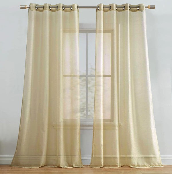 Gold Sheer Window Grommet Curtain Set Home Mart Goods