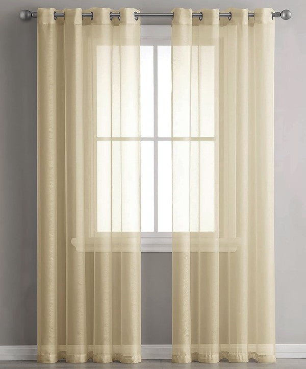 Gold Sheer Window Grommet Curtain Set Home Mart Goods