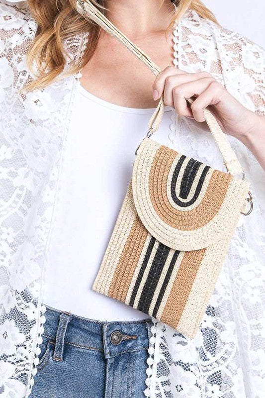 Mix Color Straw Crossbody Phone Bag LA Jewelry Plaza