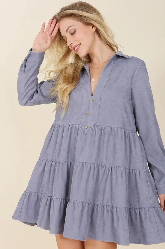 Corduroy tiered dress Lilou