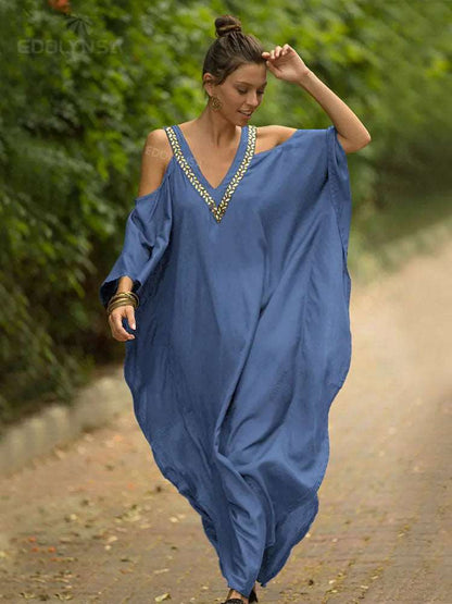 Dress Plus Size Women Beachwear Kaftan Lomwn