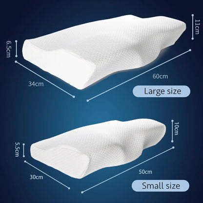 Memory Foam Bed Orthopedic Pillow Neck Protection Slow Rebound Memory Pillow Butterfly Shaped Health Cervical Neck Size 60/50 cm Lomwn