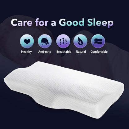 Memory Foam Bed Orthopedic Pillow Neck Protection Slow Rebound Memory Pillow Butterfly Shaped Health Cervical Neck Size 60/50 cm Lomwn