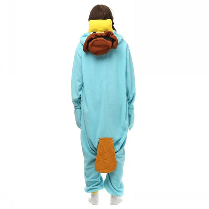 Unisex Perry the Platypus Costumes Onesies Monster Cosplay Pajamas Adult Pyjamas Animal Sleepwear Jumpsuit Lomwn