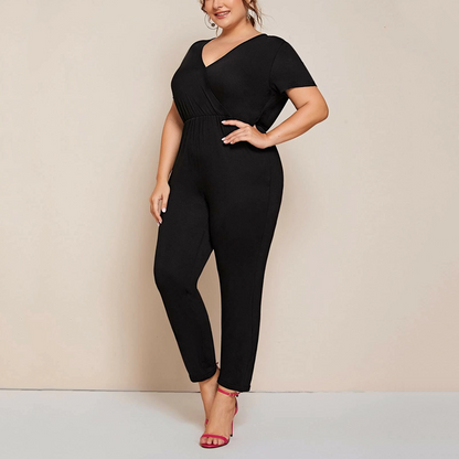 Chubby Girls New Deep V-neck Jumpsuit plus Size Waist