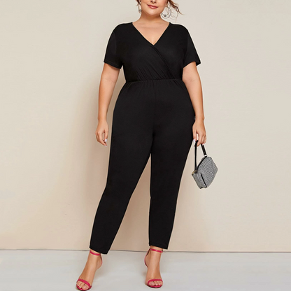 Chubby Girls New Deep V-neck Jumpsuit plus Size Waist