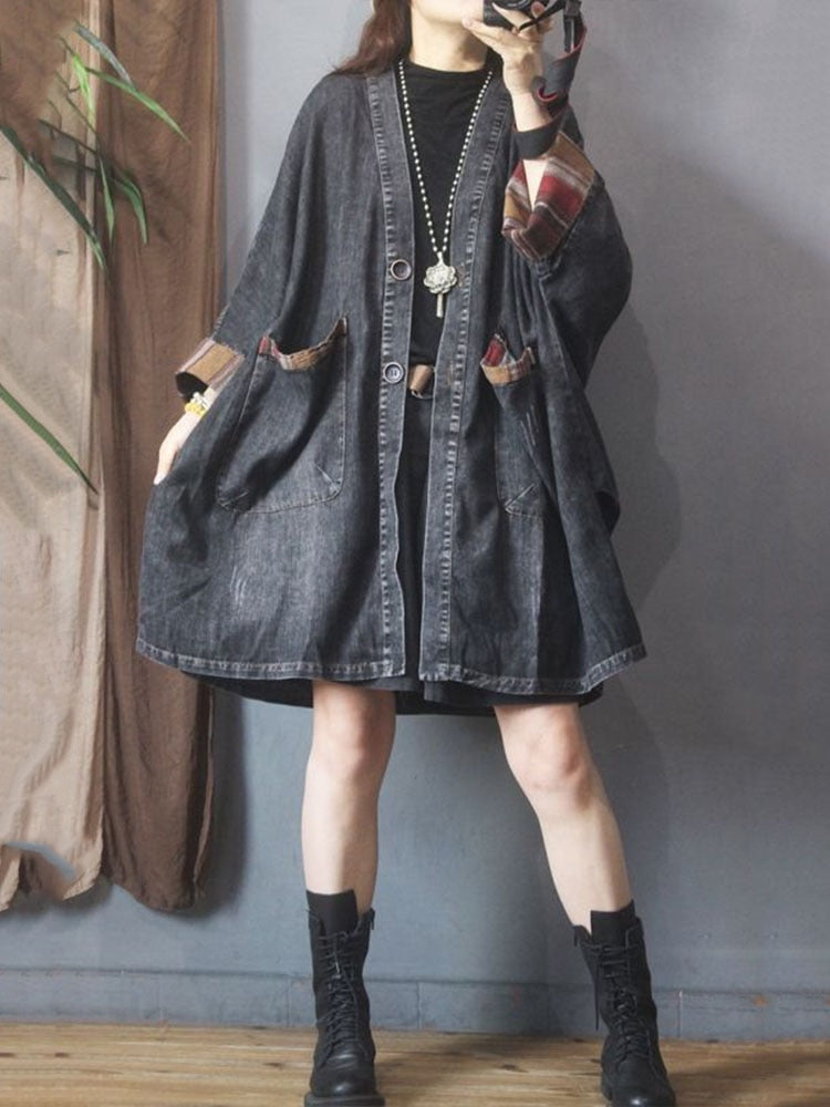 Fall Female Luxury Long Jackets Womens Fashion Vintage Loose Oversized Denim Trench Coats Ladies V Neck Casual Punk Windbreakers Lomwn
