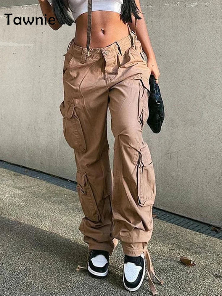Tawnie Y2K Cargo Pants Women&#39;s Baggy Pants 2022 Autumn Streetwear Fairycore Oversized Trousers Vintage Casual Loose Sweatpants Lomwn