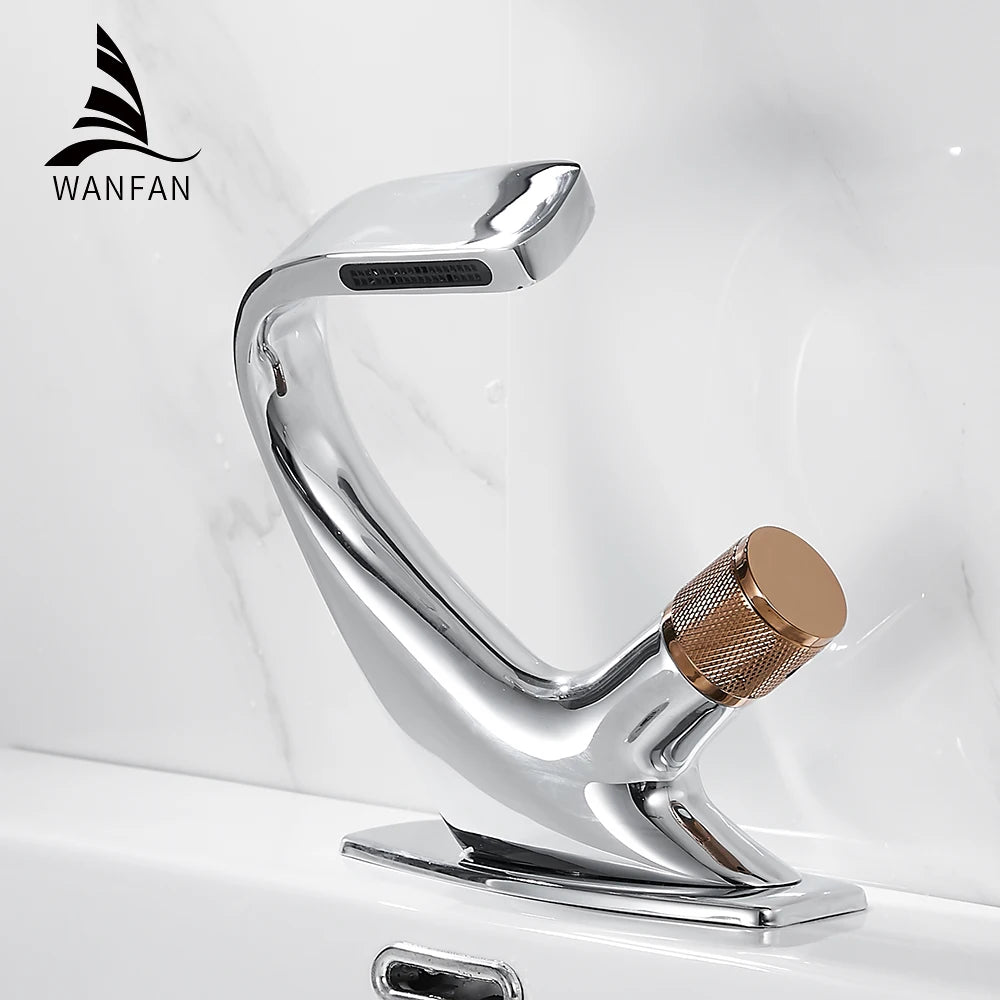 Basin Faucets Matte Black Modern Bathroom Mixer Tap Brass Washbasin Faucet Single Handle Single Hole Elegant Crane  855818 Lomwn