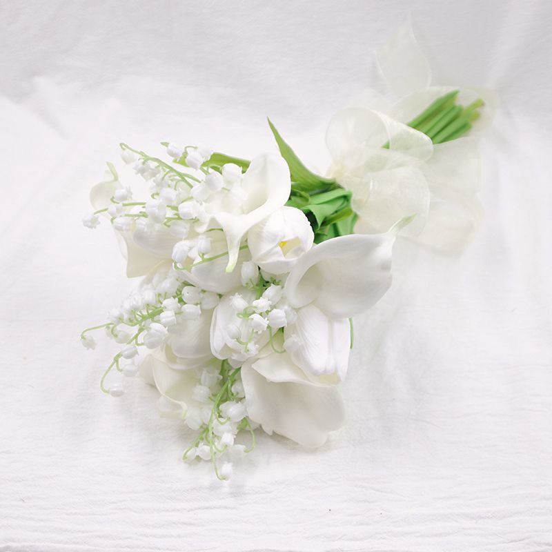 New White Wedding Bouquet Handmade Artificial Flower Calla Buque Casamento Bridal Bouquet for Wedding Decorations Lomwn
