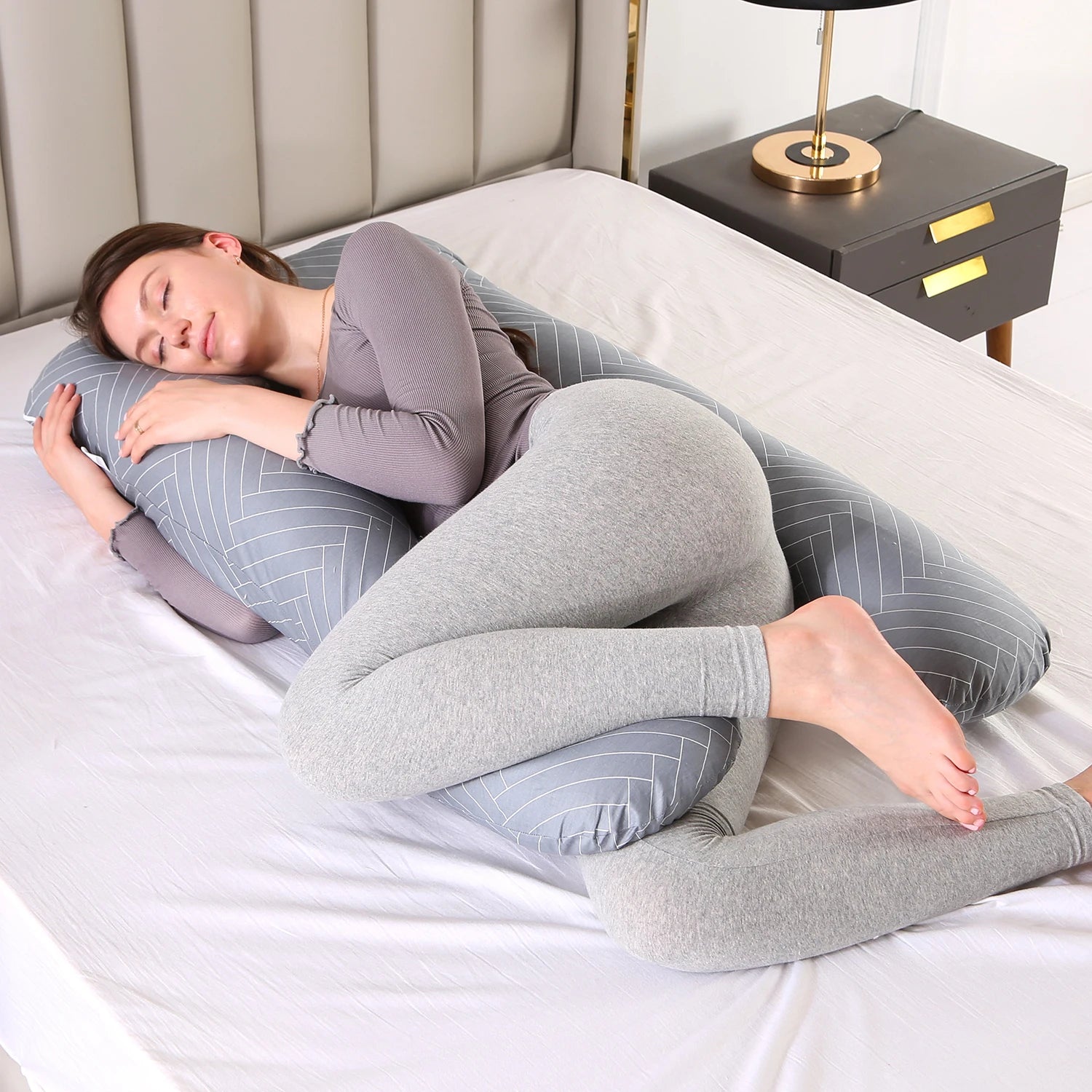 Sleeping Support Pillow For Pregnant Women Body Cotton Pillowcase U Shape Maternity Pregnancy Pillows Side Sleepers Bedding Lomwn