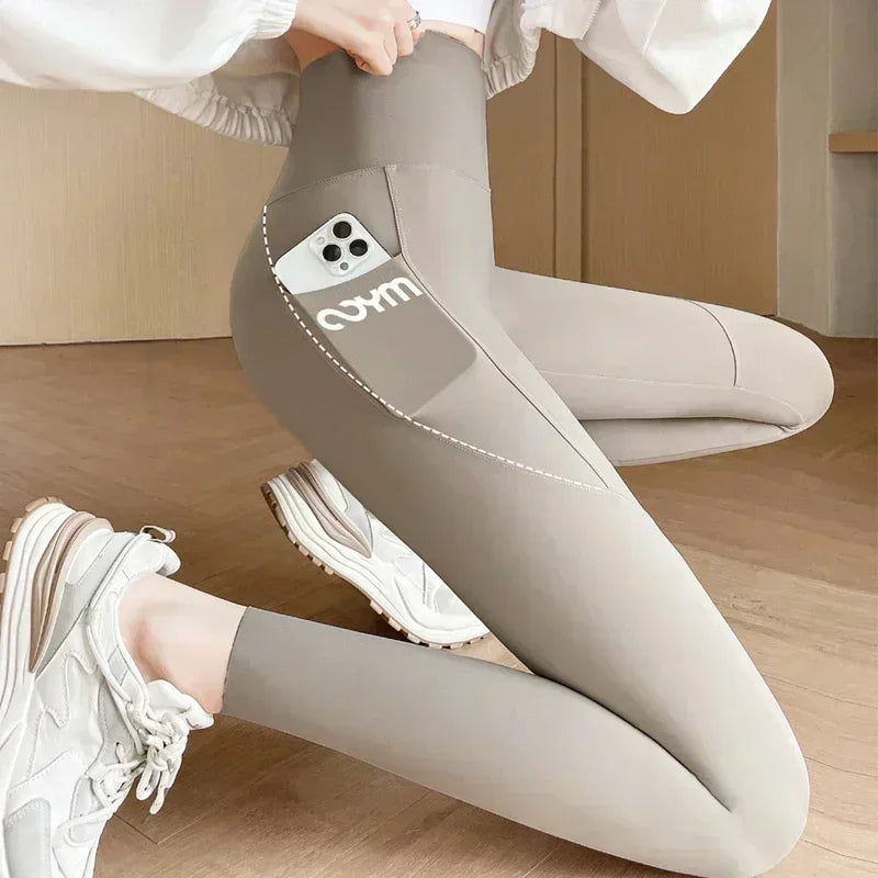 Women Yoga Leggings With Pocket Slim Shark Pants High Waisted Hip Lifting Exercise Yoga Pants Fitness Running Sports Tights Pant