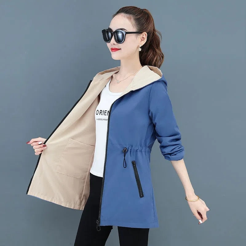 Double-Sided Windbreaker Mid-Length Women&#39;S Coat 2023 New Women Trench Coat Korean Spring Autumn Loose Oversize 4xl Jacket Top Lomwn