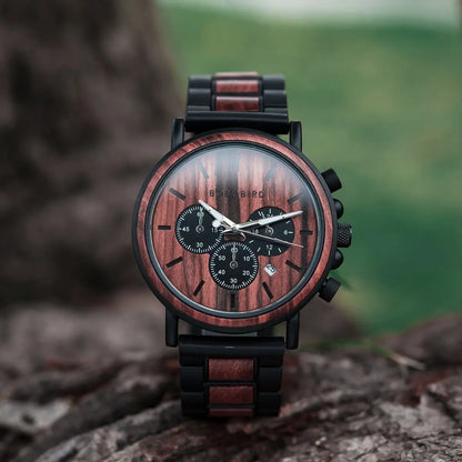 BOBO BIRD Wooden Men Watches Relogio Masculino Top Brand Luxury Stylish Chronograph Military Watch Personalized Gift for Man OEM Lomwn