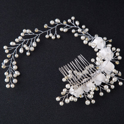 Pearl Crystal Wedding Hair Combs Hair Accessories for Bridal Flower Headwear Women Bride Hairpins Braiding Flower Hair Clip Lomwn