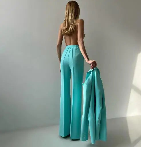 Women's Elegant Pants Sets Autumn Temperament Commuting Fashion Suit Jacket & Corset Pants with Camisole Top Three Piece Set Lomwn