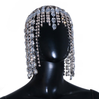 Luxury Crystal Square Tassel Hair Chain BridaHeadpiece for Women Rave AccessoriesRhinestone Geometric Head Chain Hat Jewelry Lomwn