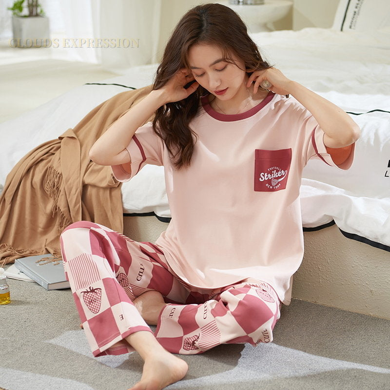 Spring Cartoon Nightwear Kawaii Girls PJ Young Women Pajama Sets Pyjamas Femme Sleepwear Female Loungewear Pijama Mujer Homewear Lomwn