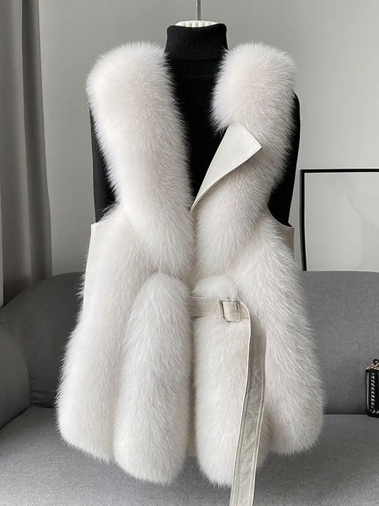 Faux Fur Jacket Women Street Sleeveless Thick Luxury Female