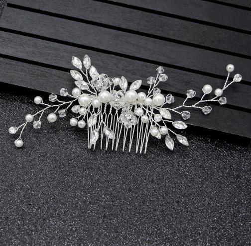 Pearl Crystal Wedding Hair Combs Hair Accessories for Bridal Flower Headwear Women Bride Hairpins Braiding Flower Hair Clip Lomwn