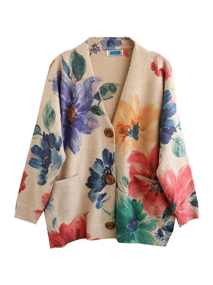 Max LuLu 2022 Autumn Luxury Knitted Cardigans Womens Loose Fashion Warm Floral Sweaters Ladies Printed Casual Elegant Clothing Lomwn