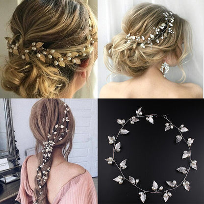 Pearl Crystal Wedding Hair Combs Hair Accessories for Bridal Flower Headwear Women Bride Hairpins Braiding Flower Hair Clip Lomwn