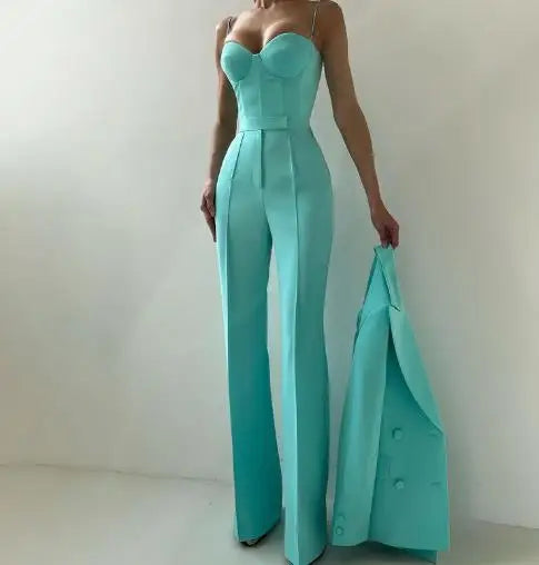 Women's Elegant Pants Sets Autumn Temperament Commuting Fashion Suit Jacket & Corset Pants with Camisole Top Three Piece Set Lomwn