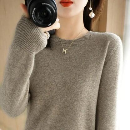 2023 Women Sweater Spring Autumn Long Sleeve O-neck Pullovers Warm Bottoming Shirts Korean Fashion Sweater Knitwear Soft Jumpers Lomwn